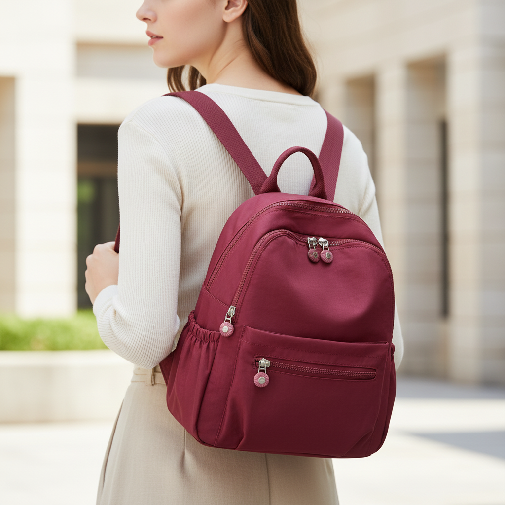 Ultraleichter Nylon-Tagesrucksack mit organisierten Taschen und gepolsterten Griffen
