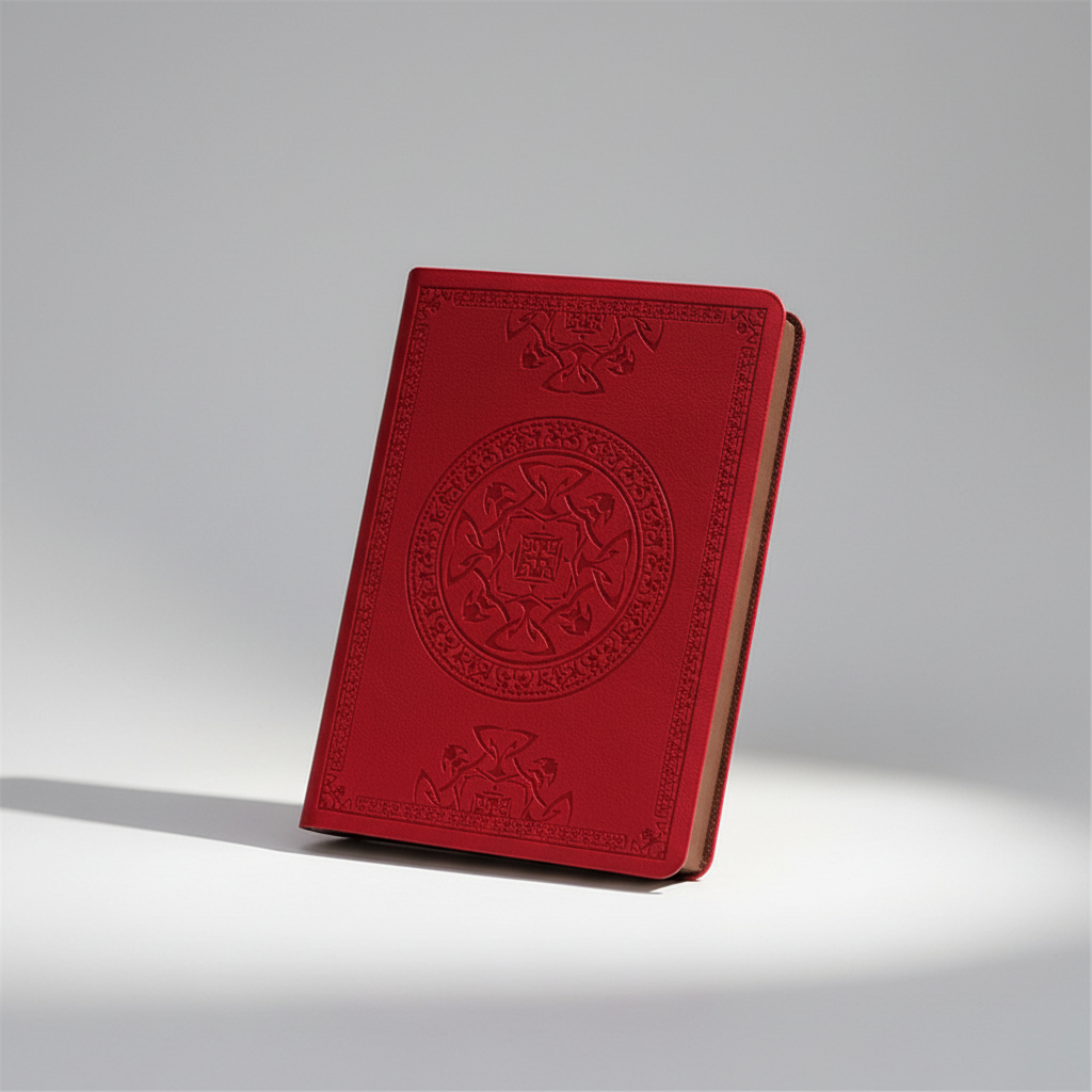 Tragbares Notizbuch mit geprägtem Vintage-Einband und glatten Schreibseiten