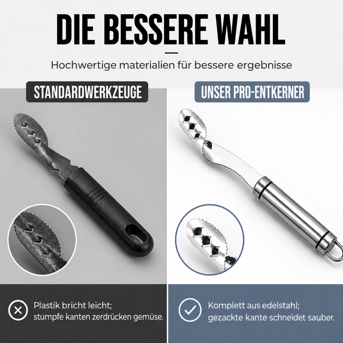 Nordspur | Paprikaentferner aus Edelstahl | Küchengerät zum Entkernen von Gemüse