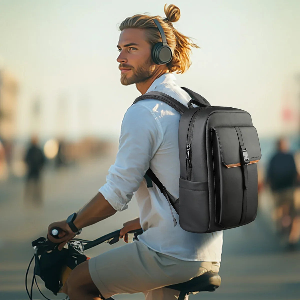 Business-Rucksack mit Klappverschluss, wasserabweisend für Laptops