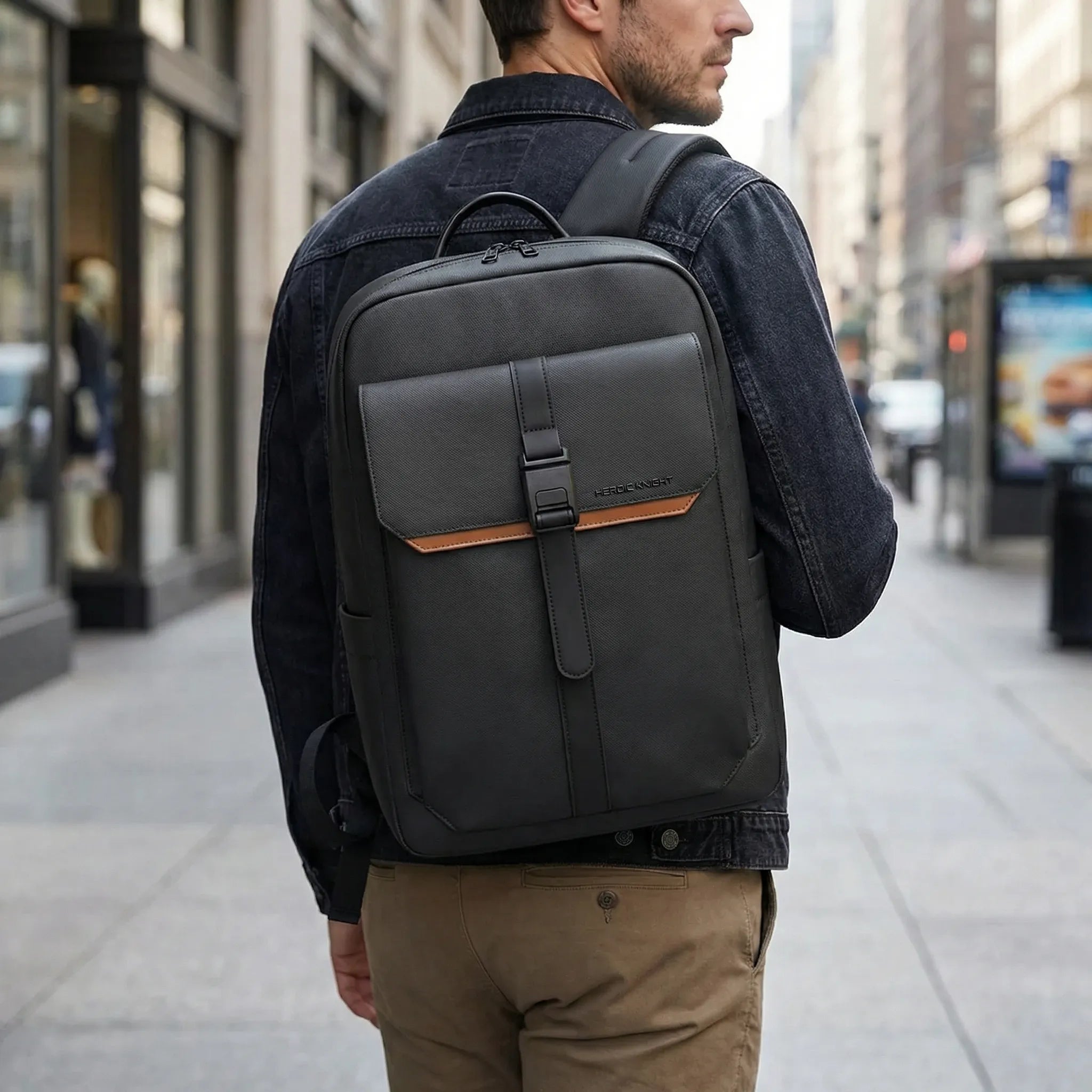Business-Rucksack mit Klappverschluss, wasserabweisend für Laptops