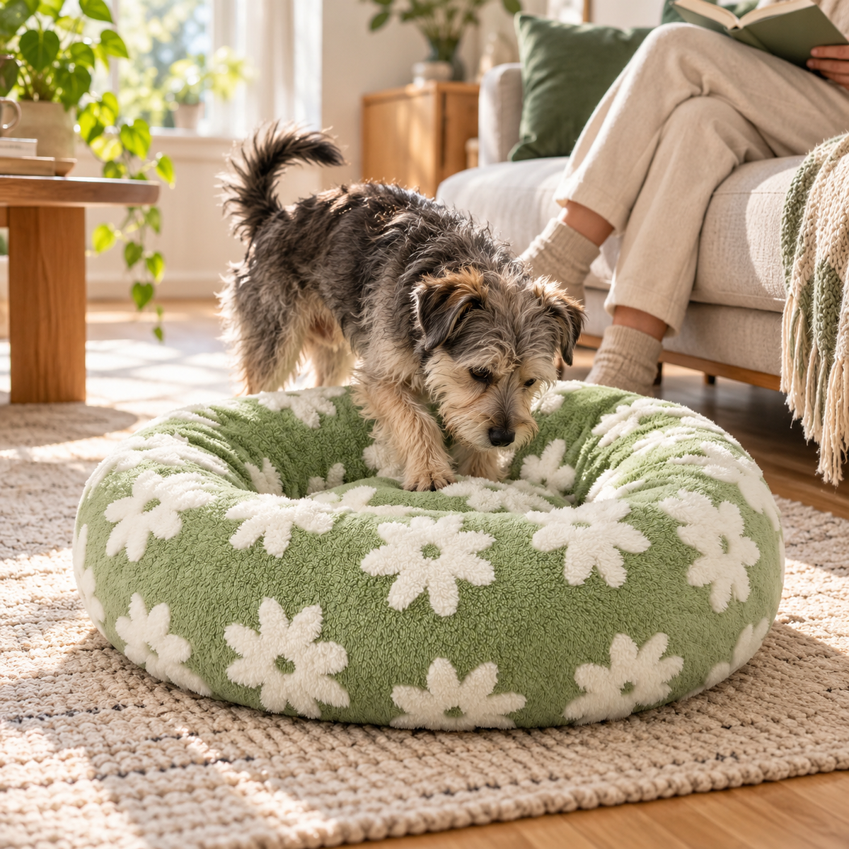 Nordspur | Pawffle Rundes Plüsch-Hundebett für kleine Hunde