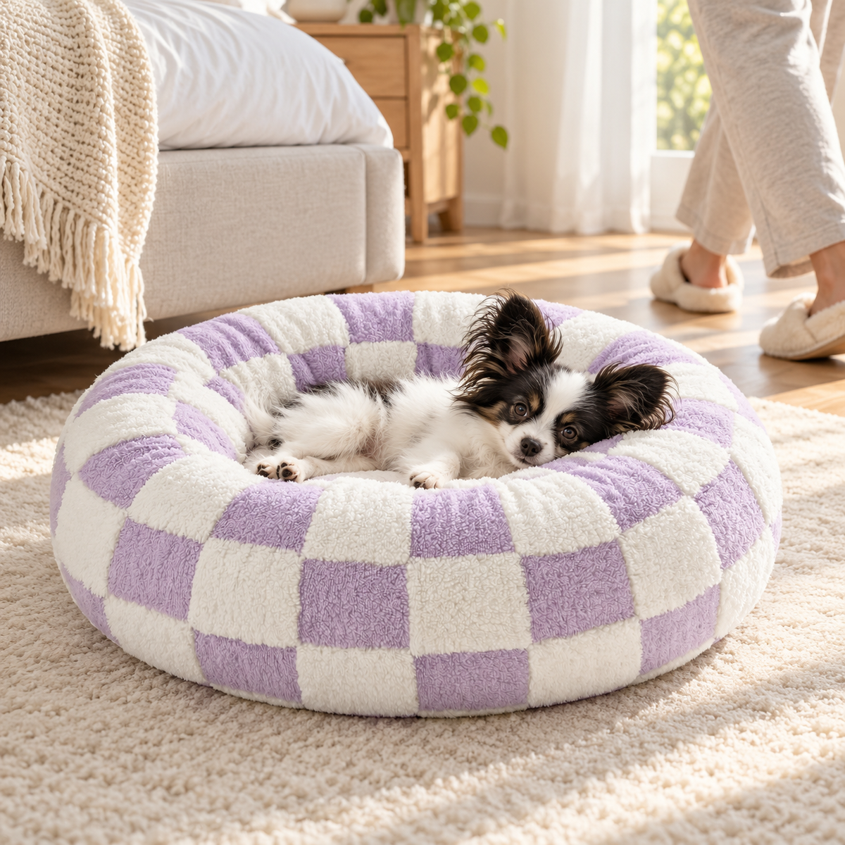 Nordspur | Pawffle Rundes Plüsch-Hundebett für kleine Hunde