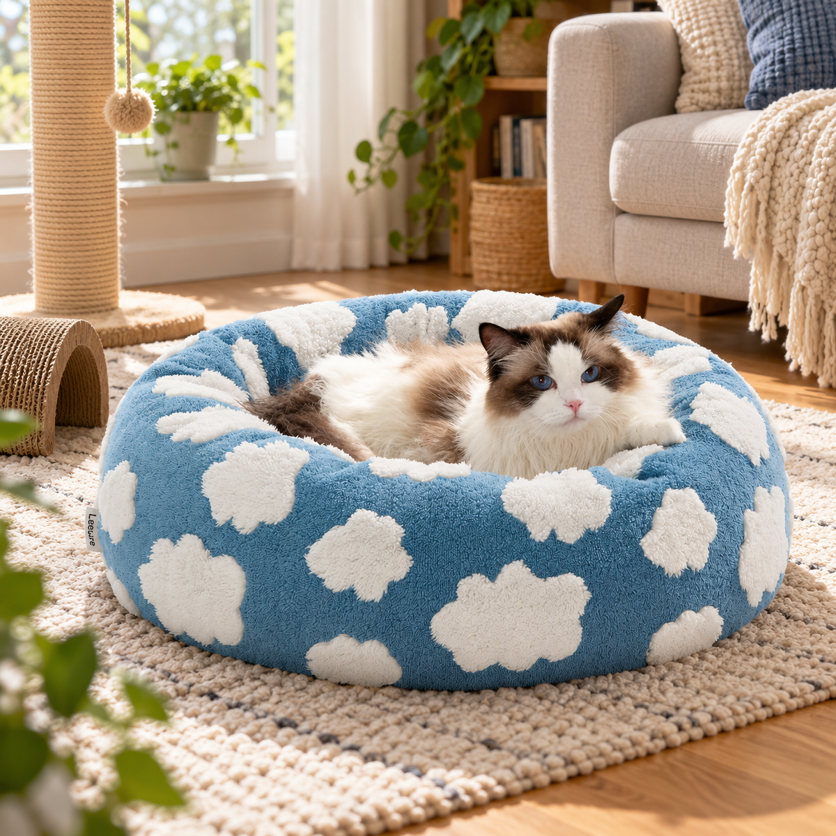 Nordspur | Pawffle Rundes Plüsch-Hundebett für kleine Hunde