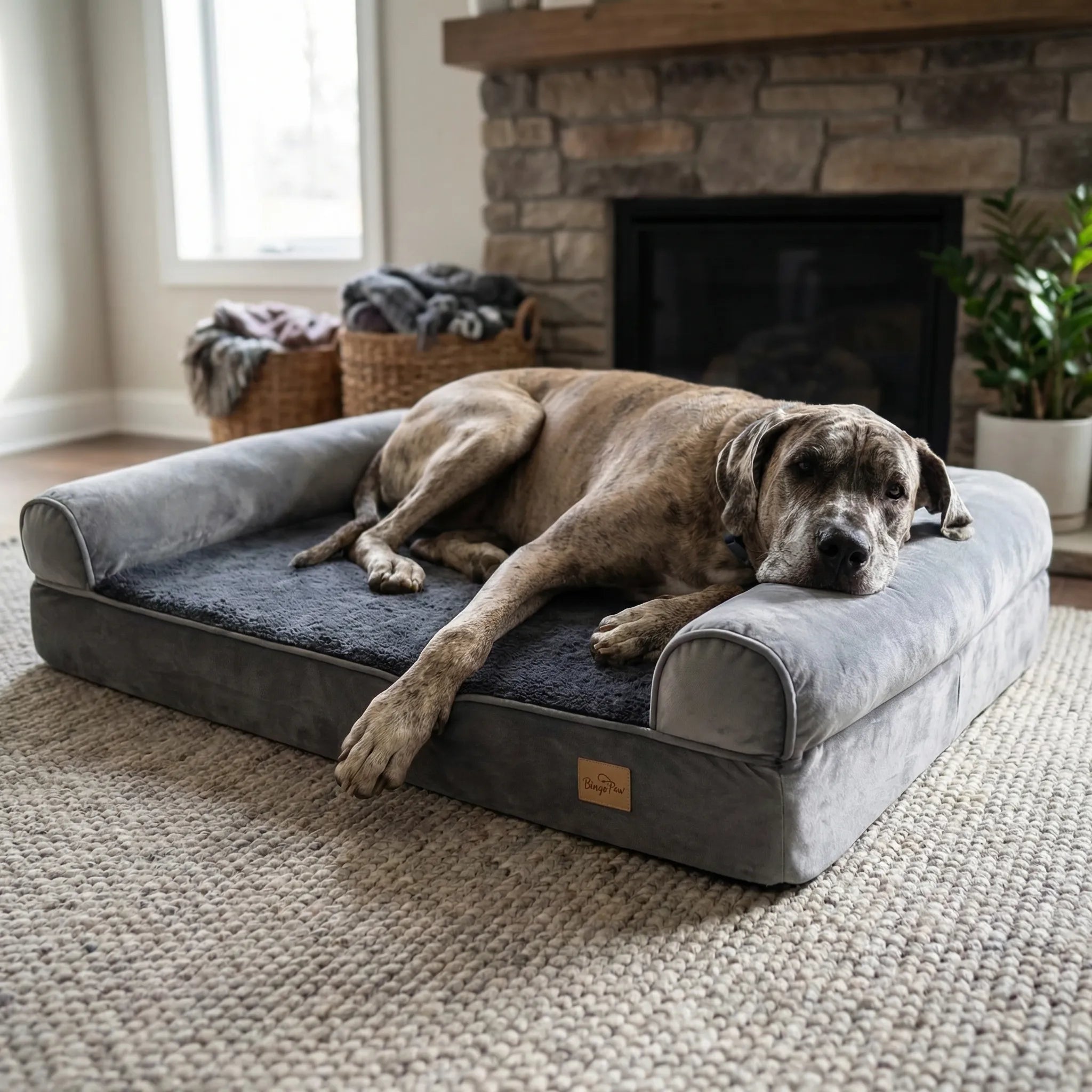 Orthopädisches Hundebett Sofa-Stil mit waschbarem Bezug und stützender Schaumstoffbasis