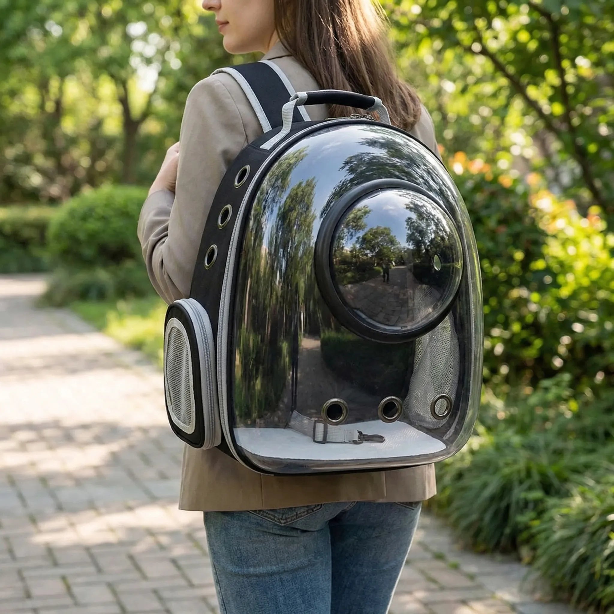 Haustierrucksack mit transparentem Blasenfenster atmungsaktiv