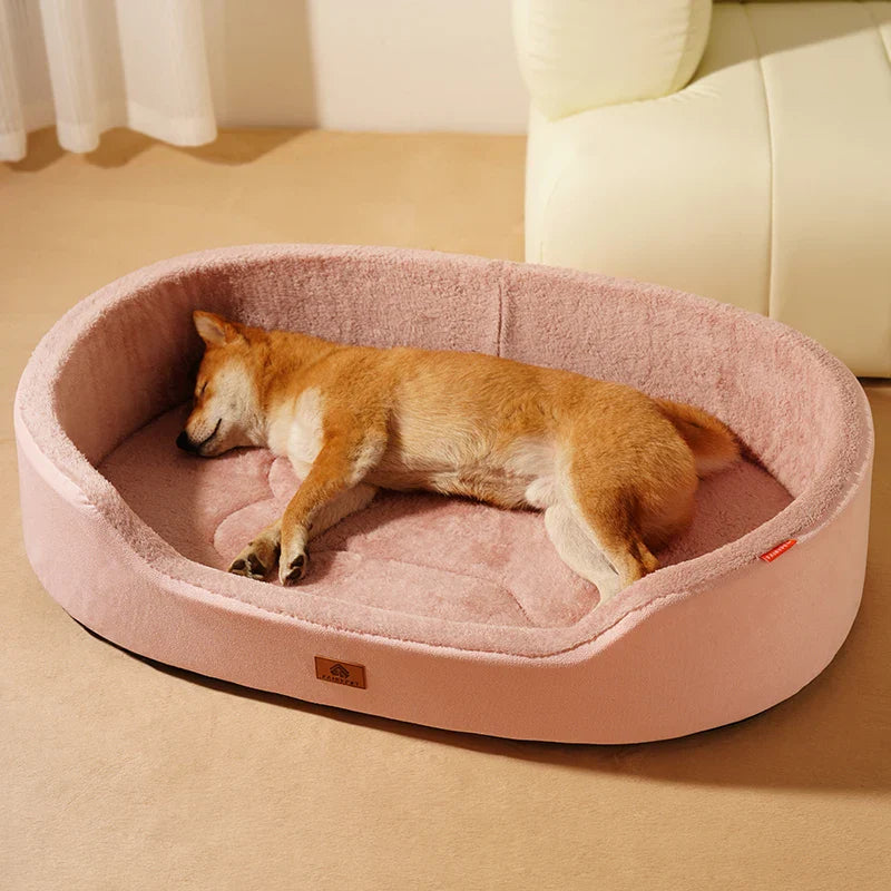 Orthopädisches Hundebett im Couch-Stil für große Hunde mit Plüschoberfläche