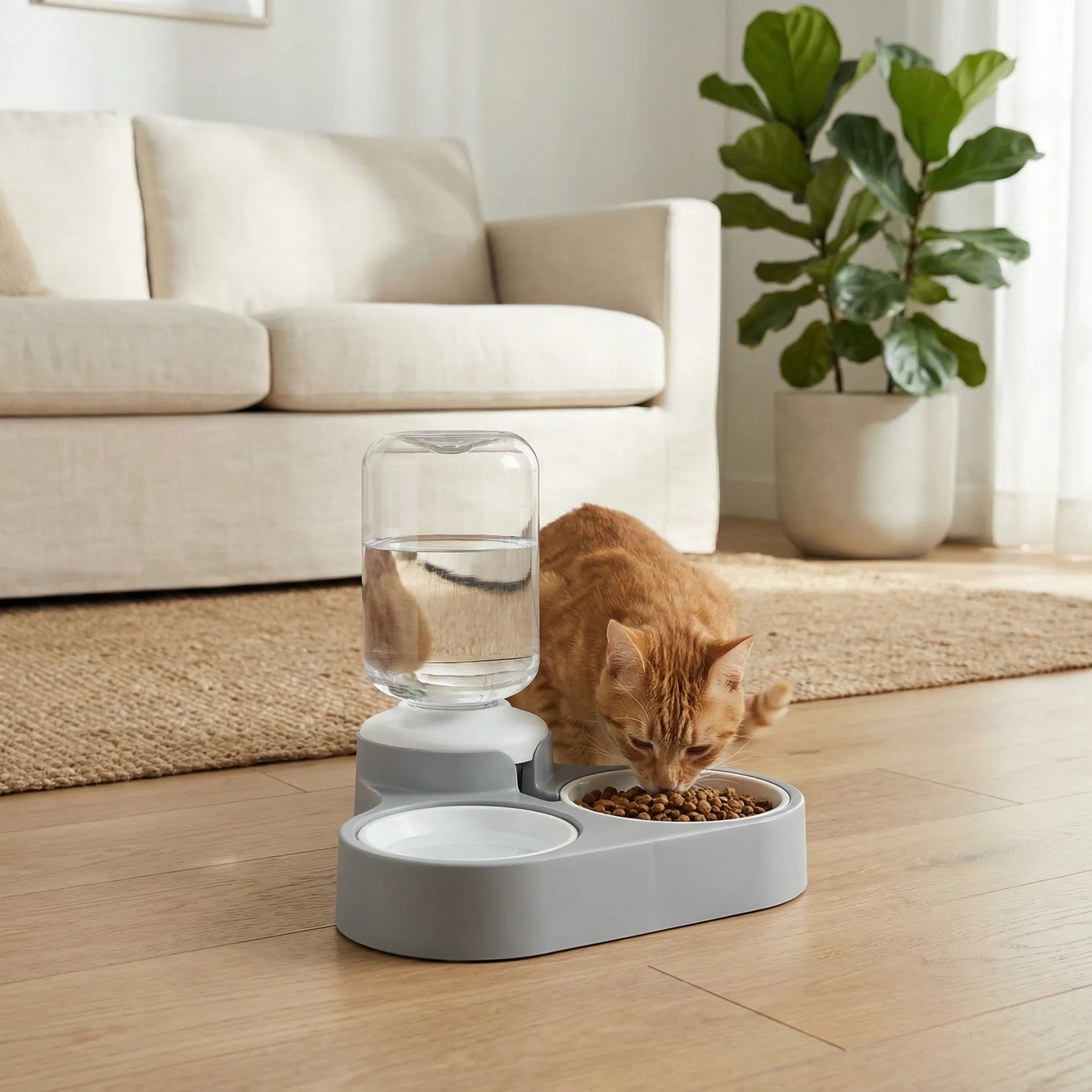 Automatischer Futterspender und Wassernapf für Haustiere mit Schwerkraftfunktion