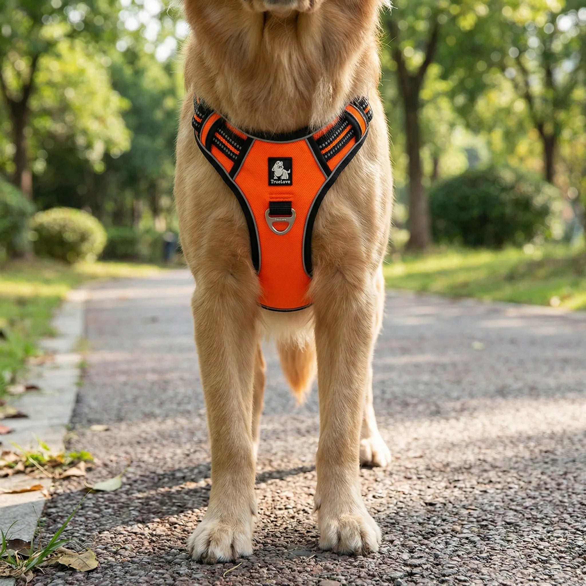 Reflektierendes Hundegeschirr mit zugfreiem Design und verstellbarer Passform