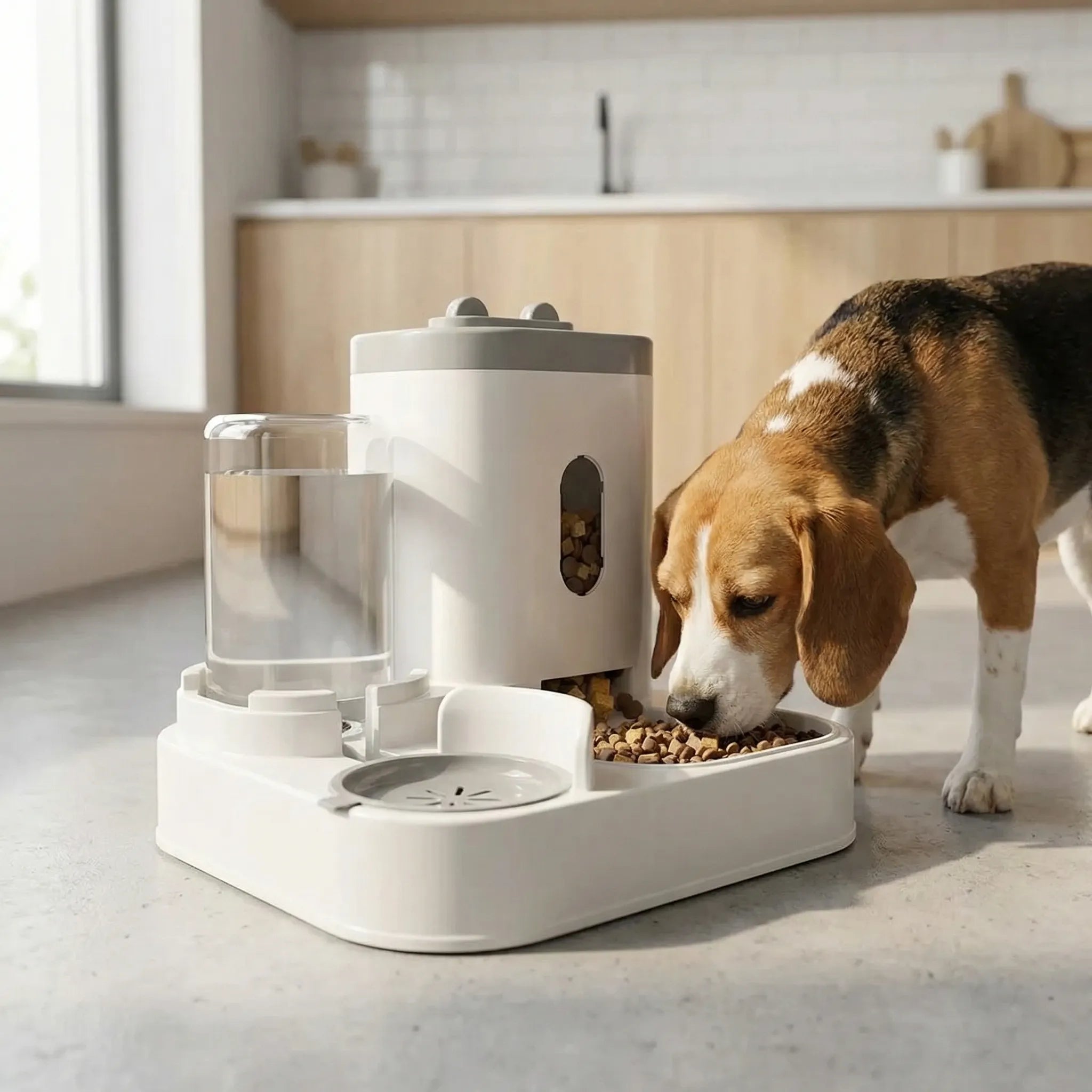 Automatischer Futter- und Wasserspender für Haustiere, schwerkraftgesteuert