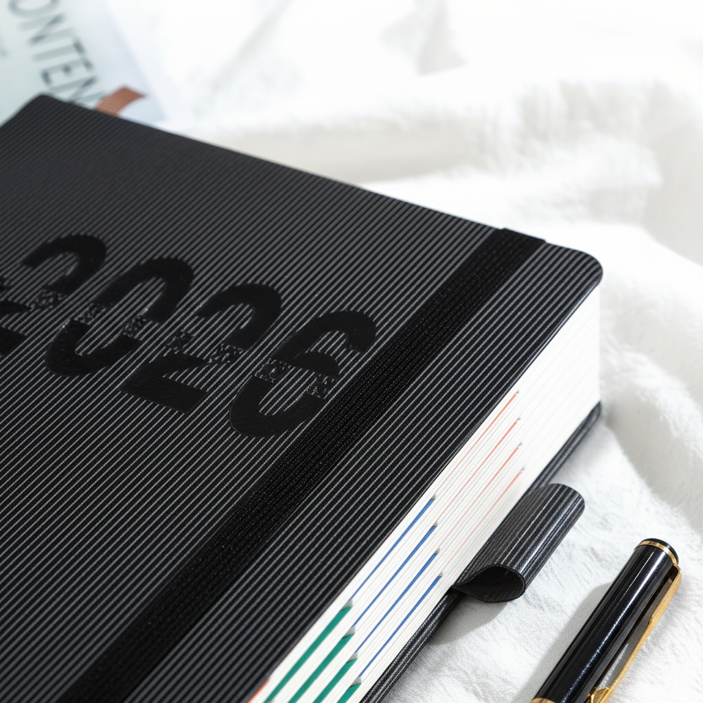 Dicker Tagesplaner Notizbuch mit Registerkarten und Gewohnheitstracker