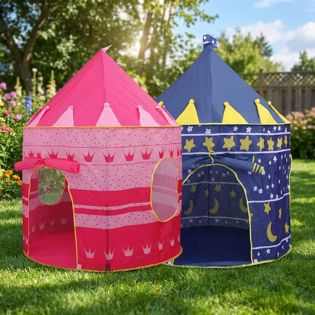 Faltbares Pop-Up Schlosszelt für Kinder mit Netzfenstern und Tragetasche