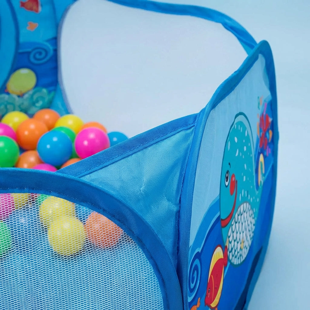Faltbares 3-in-1 Kinderspielzelt mit Tunnel und Bällebad für sicheres Spielen