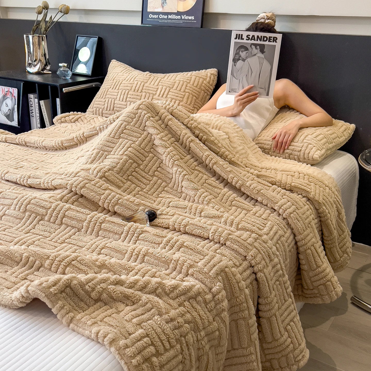 Wurfdecke mit wolkenweicher Jacquard-Textur und geometrischem Design