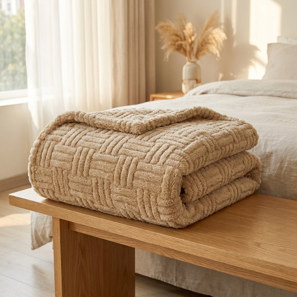 Wurfdecke mit wolkenweicher Jacquard-Textur und geometrischem Design
