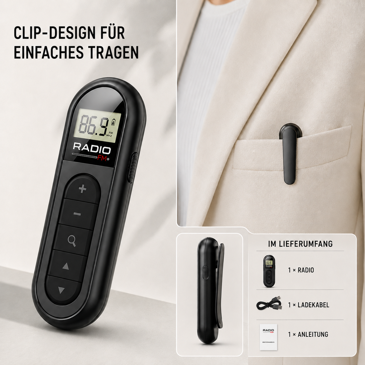 Nordspur | PocketWave Tragbares aufladbares Taschen-UKW-Radio