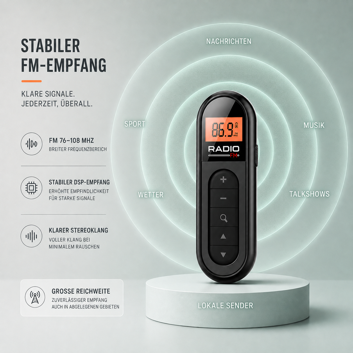 Nordspur | PocketWave Tragbares aufladbares Taschen-UKW-Radio