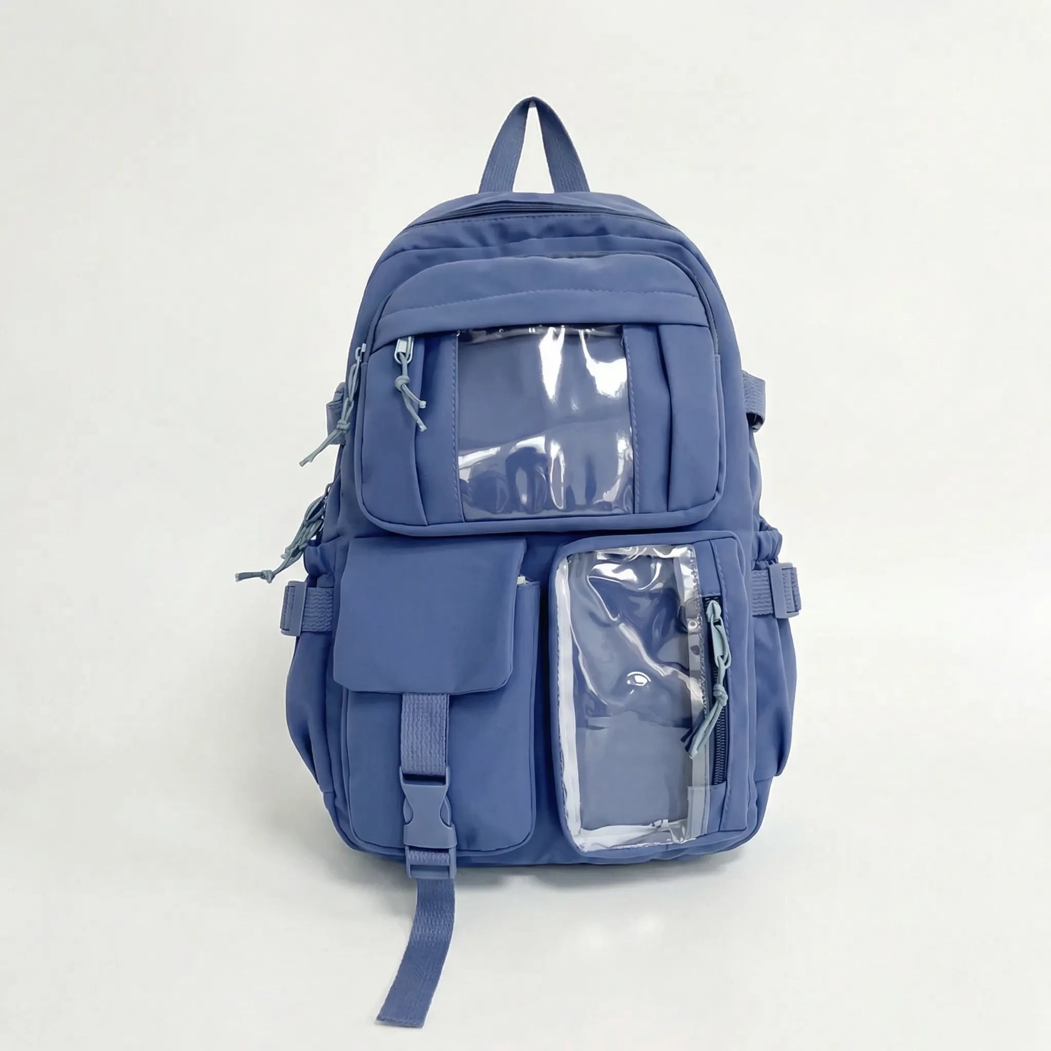 Schulrucksack mit 7 Fächern und transparenter Vordertasche für Mädchen