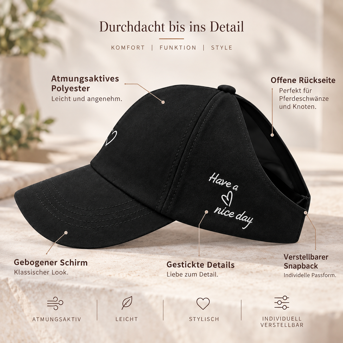 Nordspur | Ponytelle Verstellbare Ponytail-Baseballmütze