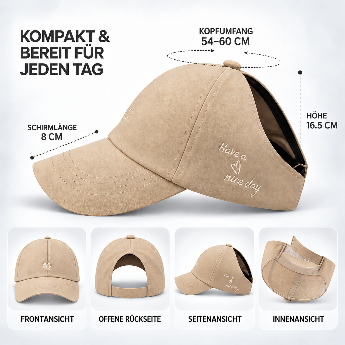 Nordspur | Ponytelle Verstellbare Ponytail-Baseballmütze