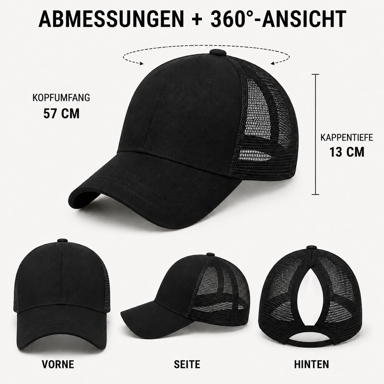 Nordspur | Ponyxa Damen-Baseballkappe mit Pferdeschwanzöffnung