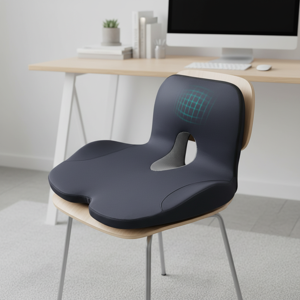 L-förmiges ergonomisches Sitzkissen mit Rückenlehne und rutschfester Basis