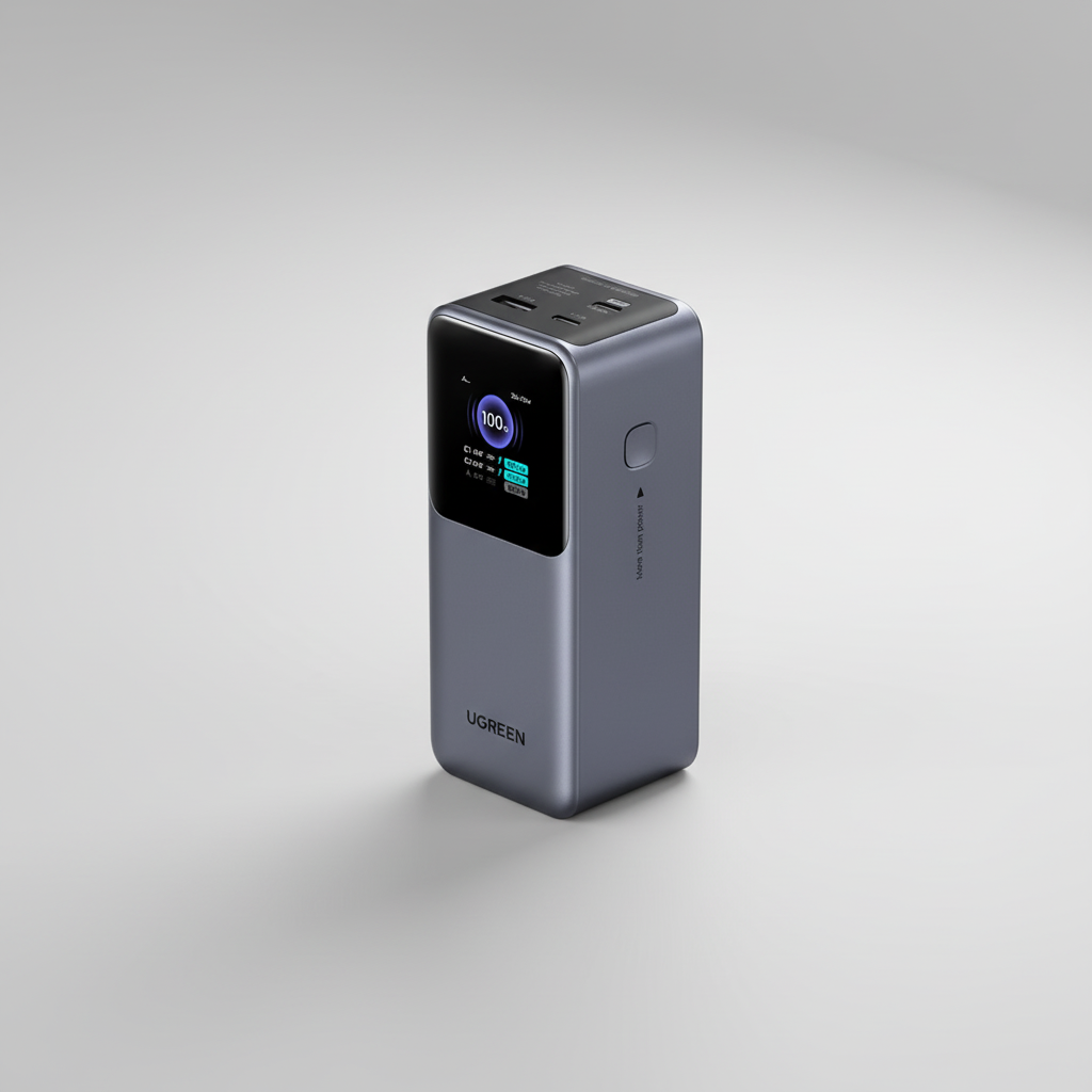 Hochkapazitäts-Powerbank mit USB-Typ-C Anschlüssen und digitalem Display