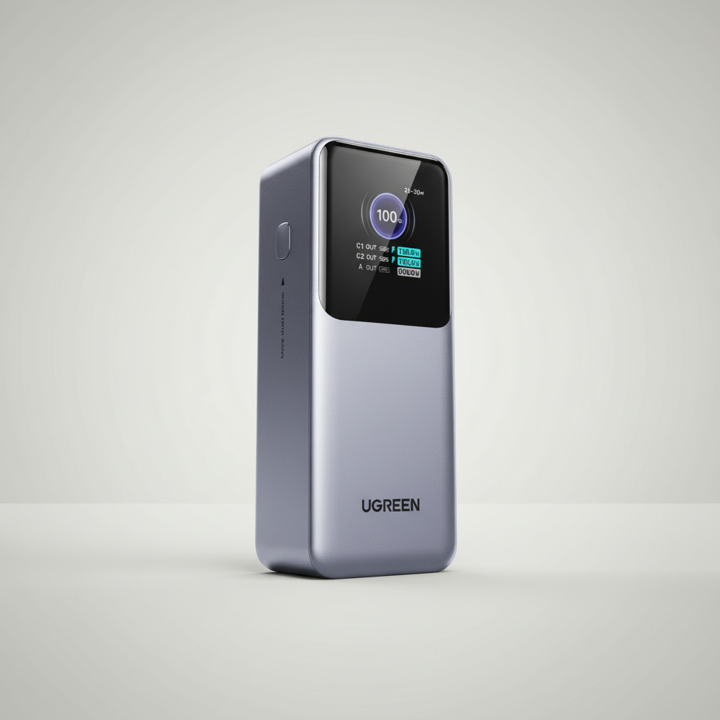 Hochkapazitäts-Powerbank mit USB-Typ-C Anschlüssen und digitalem Display