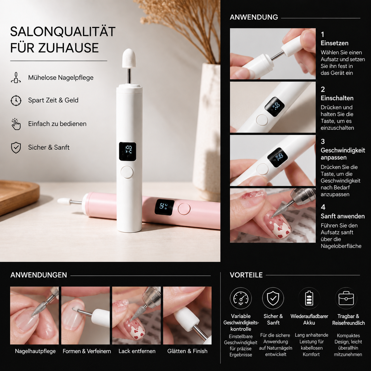 Nordspur | Professionelles elektrisches Nagelfräser-Set