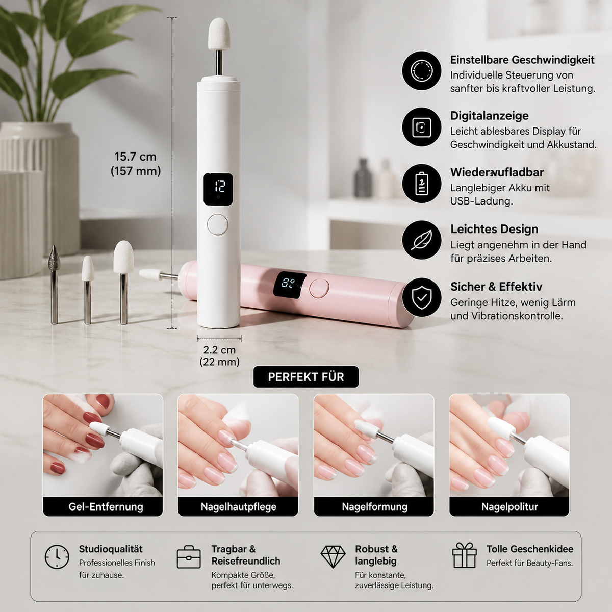 Nordspur | Professionelles elektrisches Nagelfräser-Set