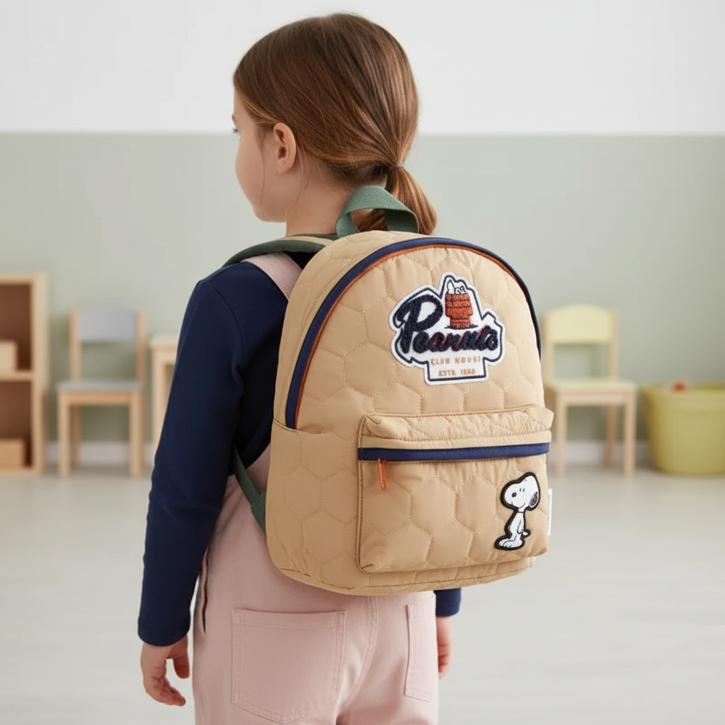 Gesteppter Kinderrucksack mit Comic-Charakter und gepolsterten Schultergurten