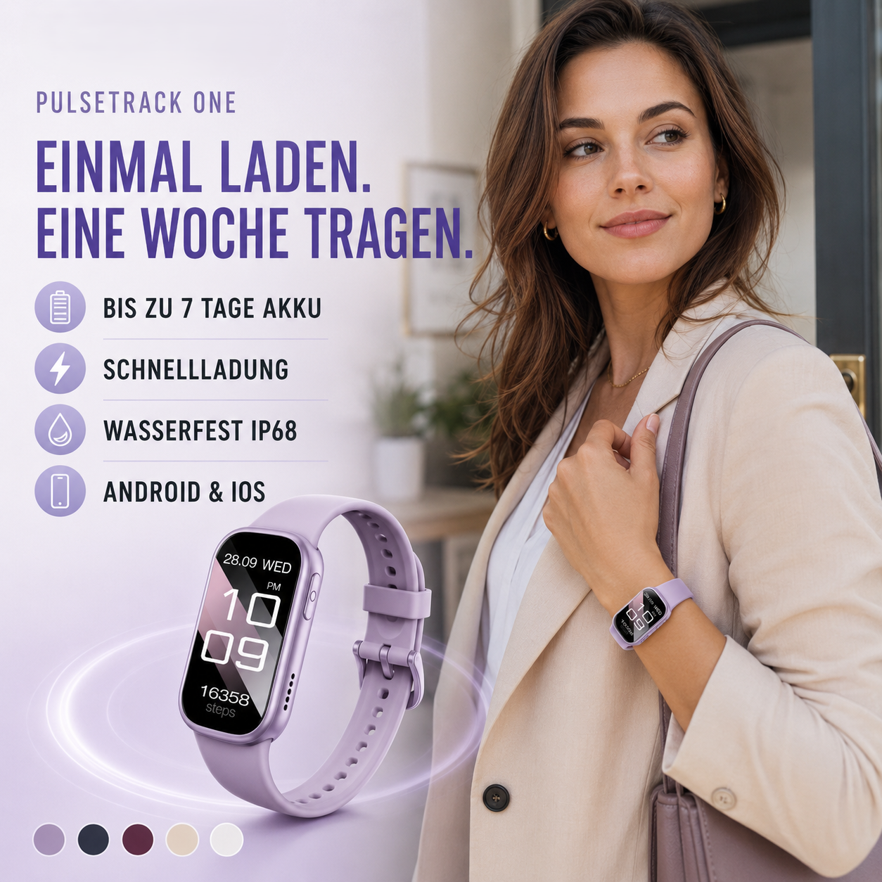 Nordspur | PulseTrack One Smartwatch | 7 Tage Akku & Schnellladung