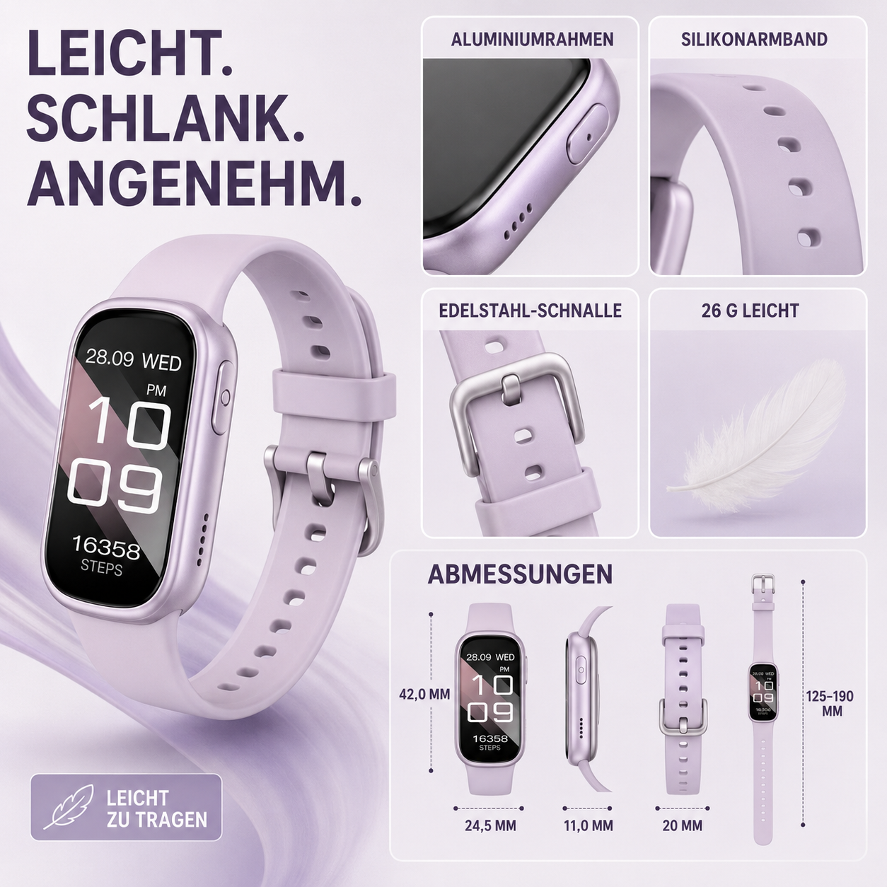Nordspur | PulseTrack One Smartwatch für Einsteiger | 7 Tage Akku, Android & iOS