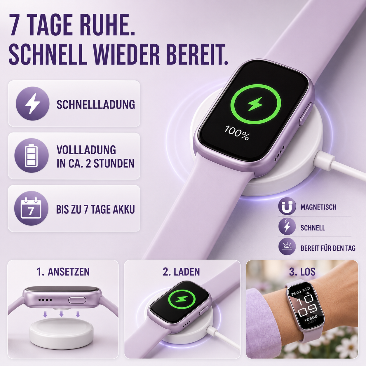Nordspur | PulseTrack One Smartwatch für Einsteiger | 7 Tage Akku, Android & iOS
