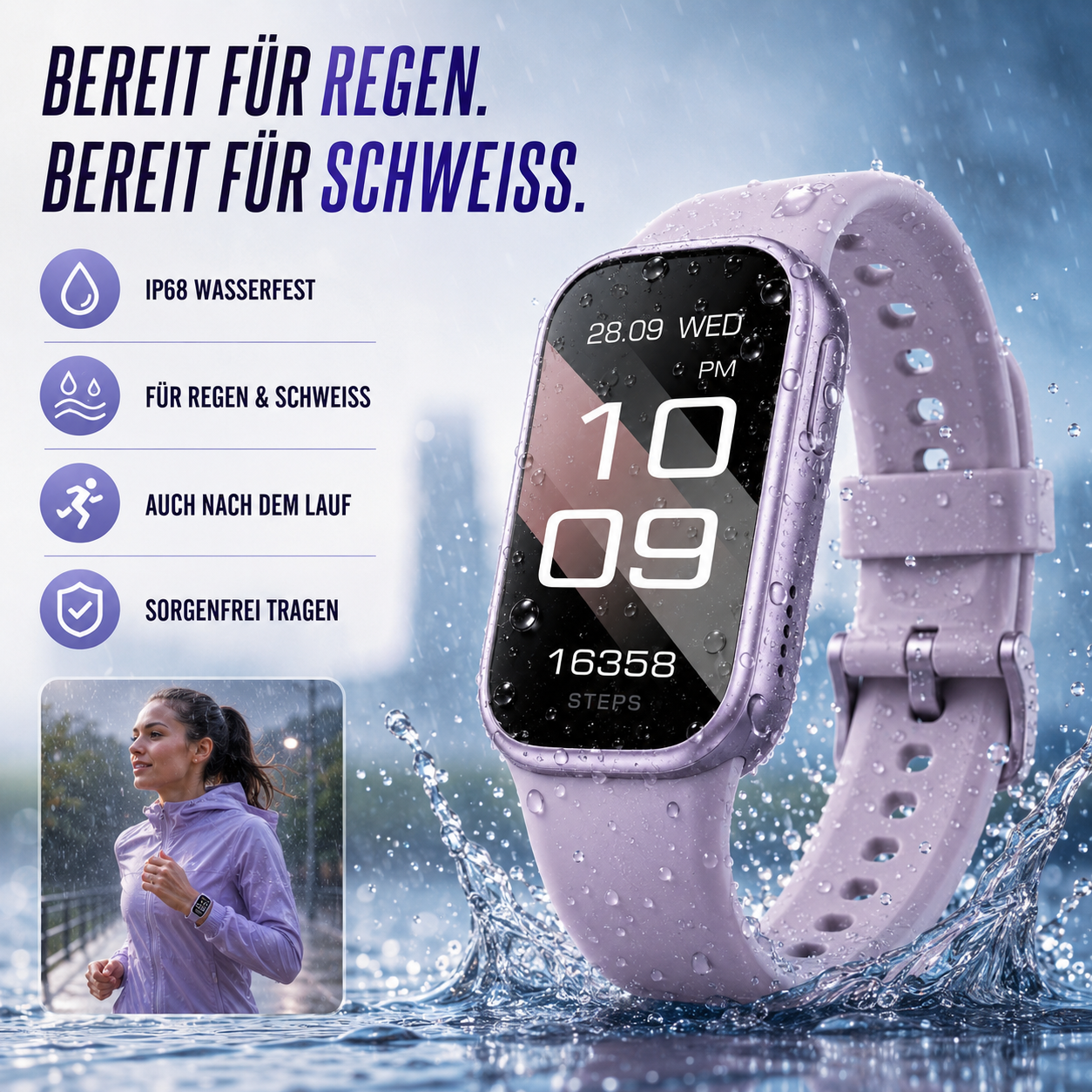 Nordspur | PulseTrack One Smartwatch fürs Laufen | Puls & Schritte, 7 Tage Akku