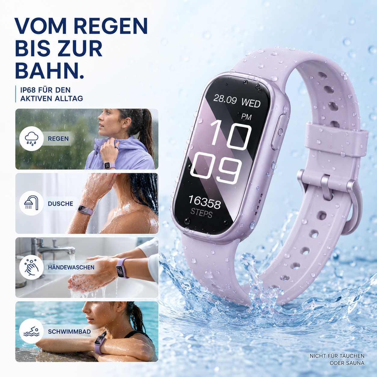 Nordspur | PulseTrack One Smartwatch wasserfest | IP68, auch beim Schwimmen