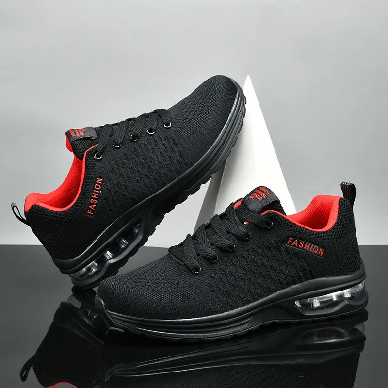 Herren-Laufschuh Luftferse atmungsaktives Webstoff schwarzes Design