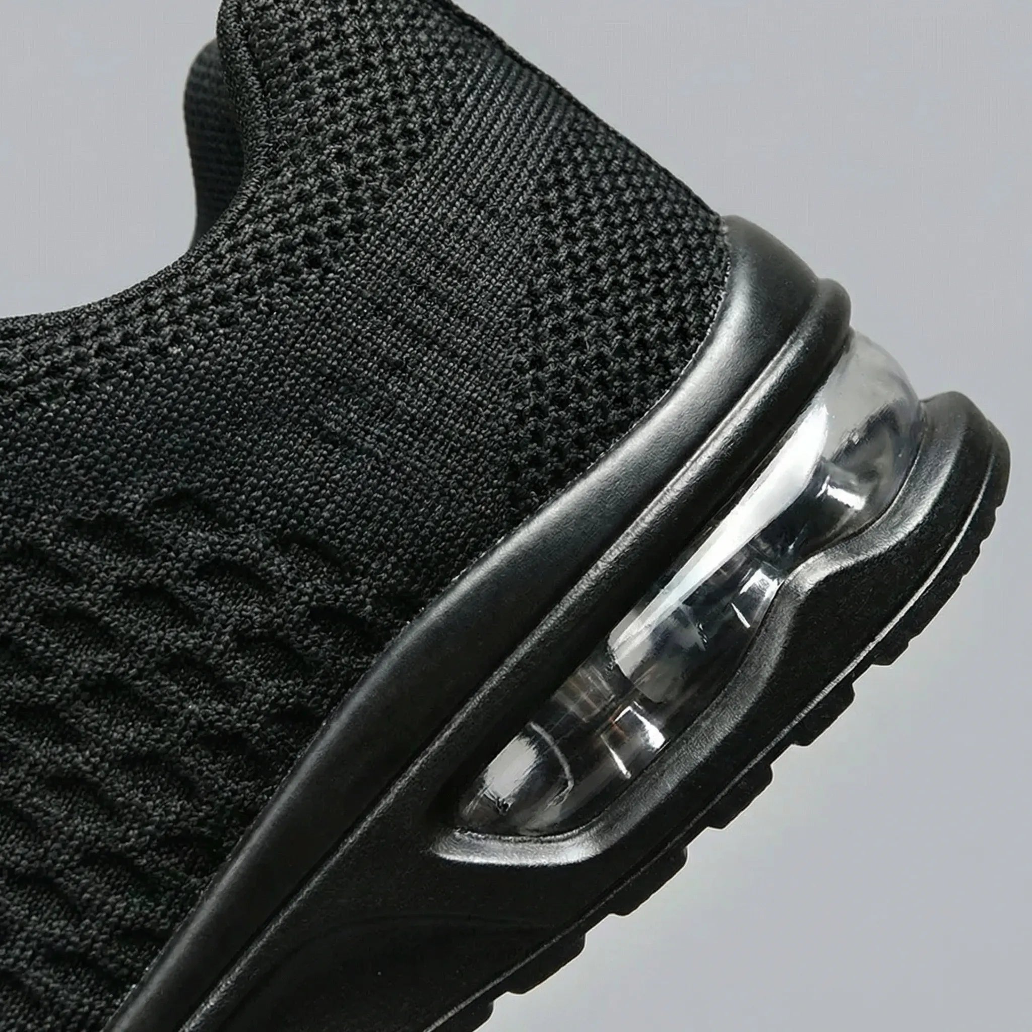 Herren-Laufschuh Luftferse atmungsaktives Webstoff schwarzes Design
