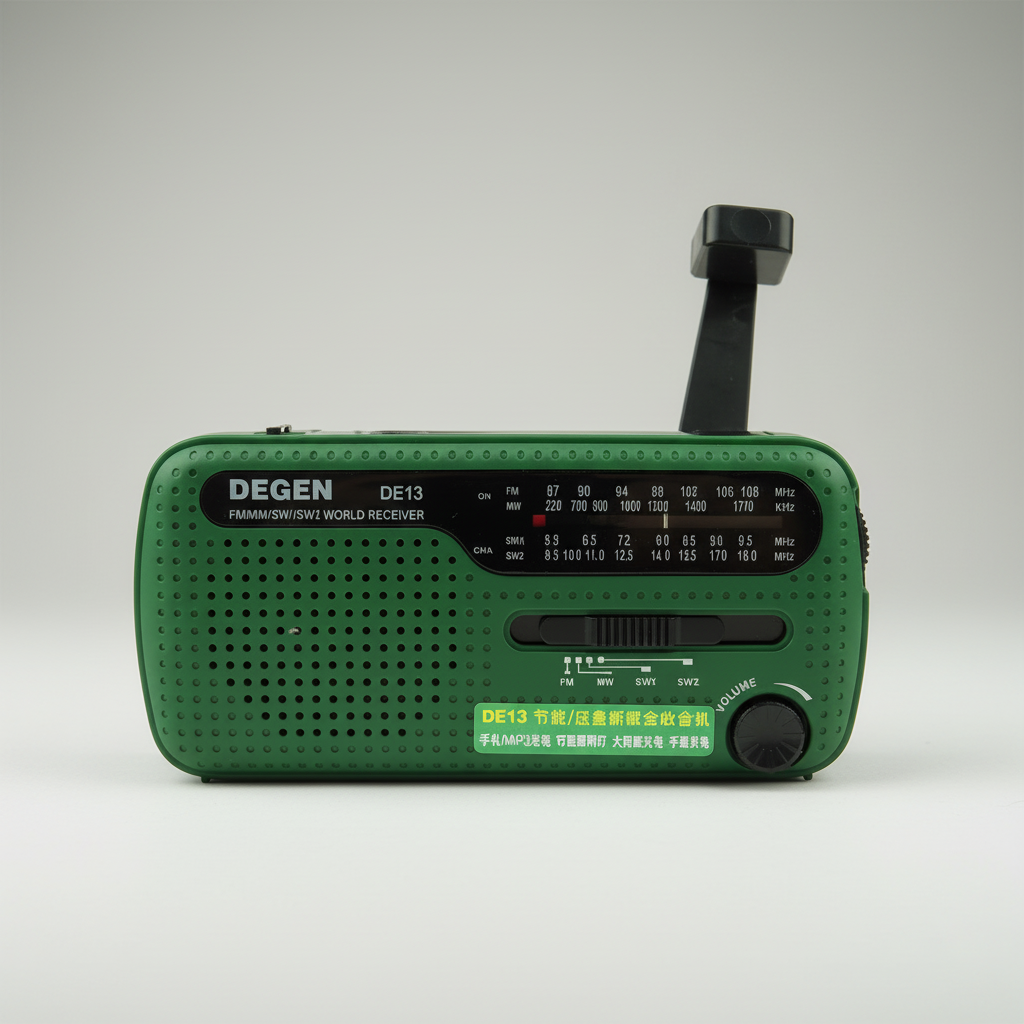Notfallradio mit Handkurbel Akkuladung und integrierter Taschenlampe