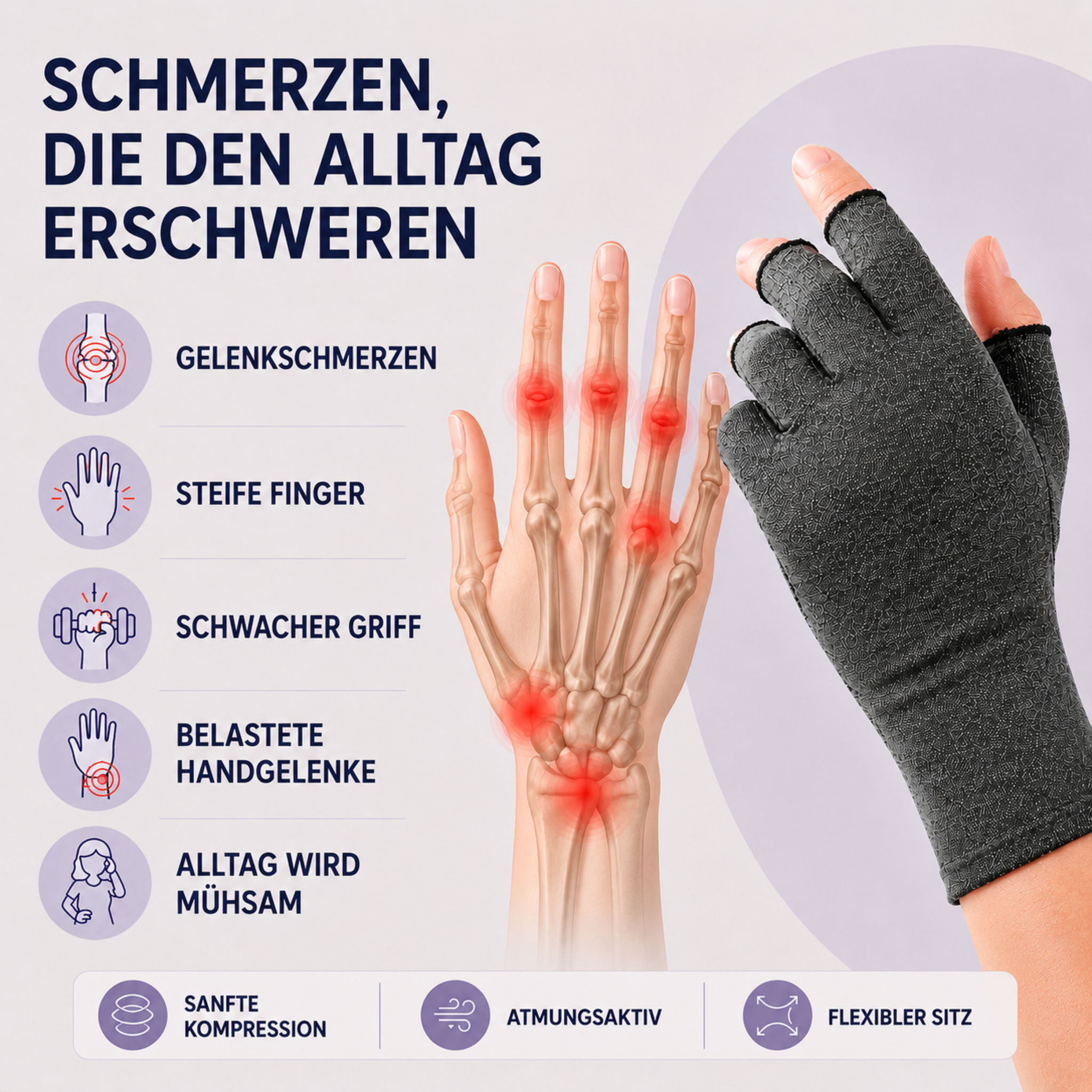 Nordspur | RelievoGlove Halbfinger-Kompressionshandschuh