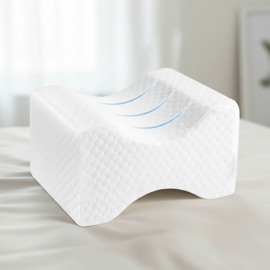 Ergonomisches Memory-Foam-Kniekissen mit Gurt für Seitenschläfer