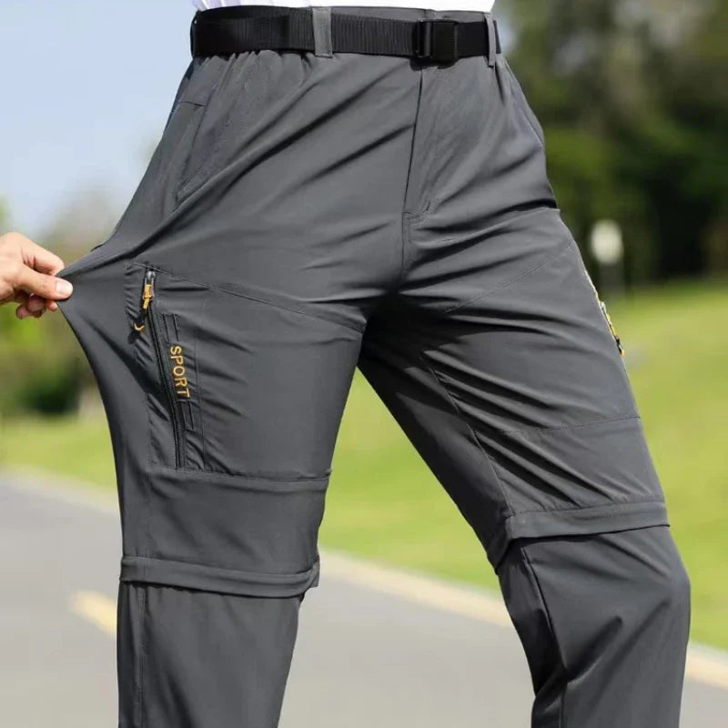 Herren Cargo Zip-Off Wanderhose schnelltrocknend mit Reißverschlusstaschen