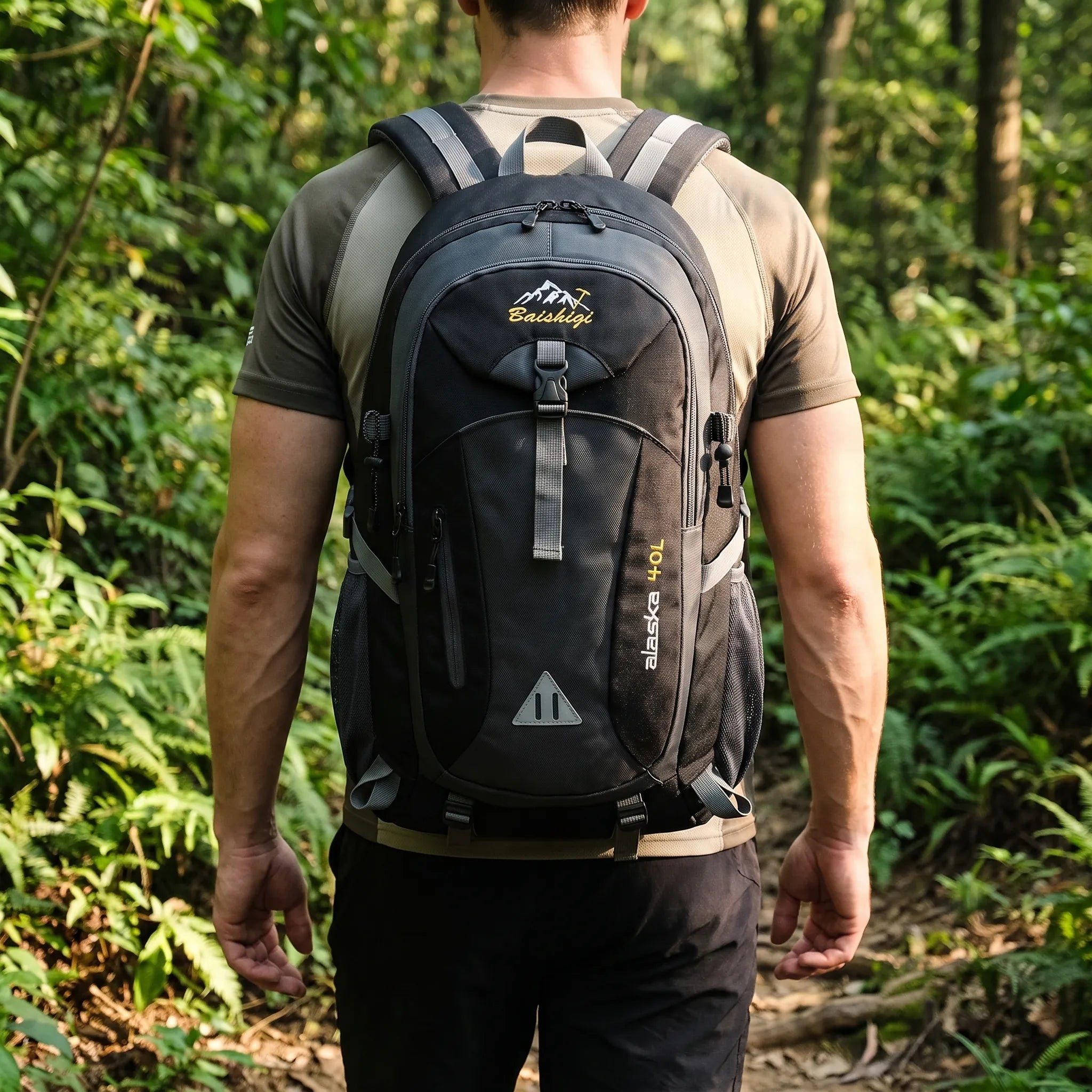 Wanderrucksack mit mehreren Fächern wasserabweisendes Nylon
