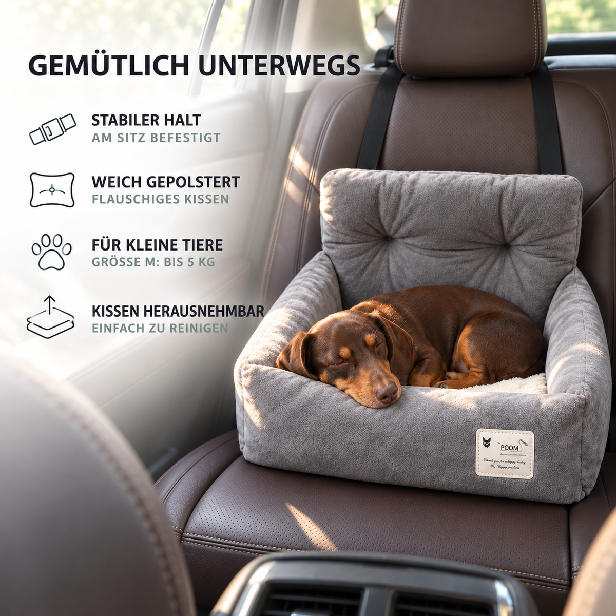 Nordspur | Roampet Gepolsterter Haustier-Autositz Mit Rückenlehne
