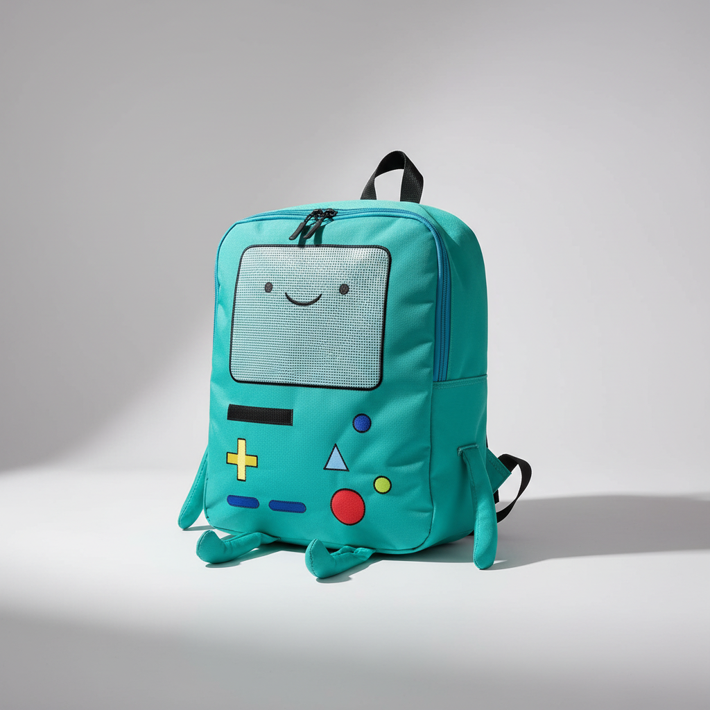 Süßer Cartoon-Roboter-Rucksack mit besticktem Design und gepolsterten Trägern