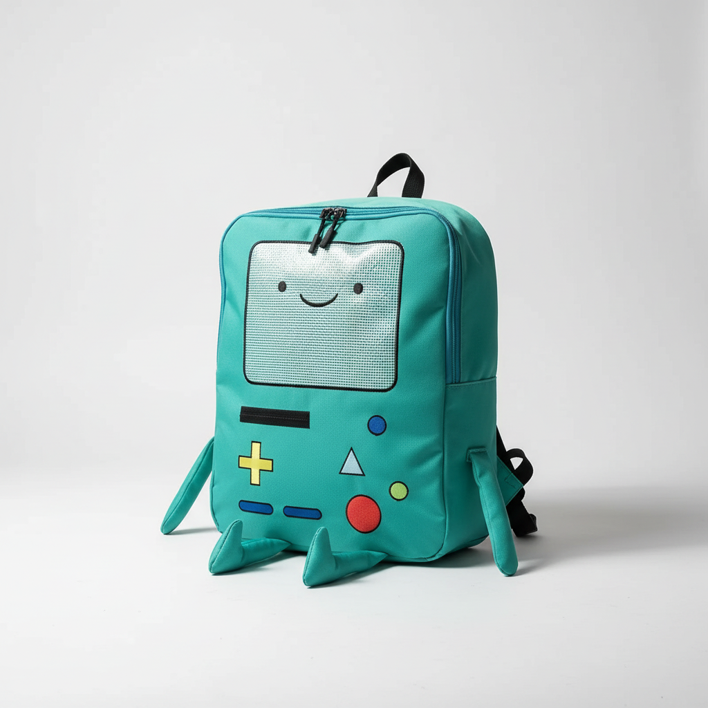 Süßer Cartoon-Roboter-Rucksack mit besticktem Design und gepolsterten Trägern