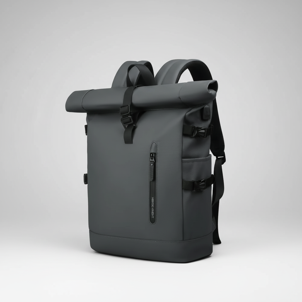 Wasserdichter Rolltop-Rucksack mit USB-Anschluss und Laptop-Fach