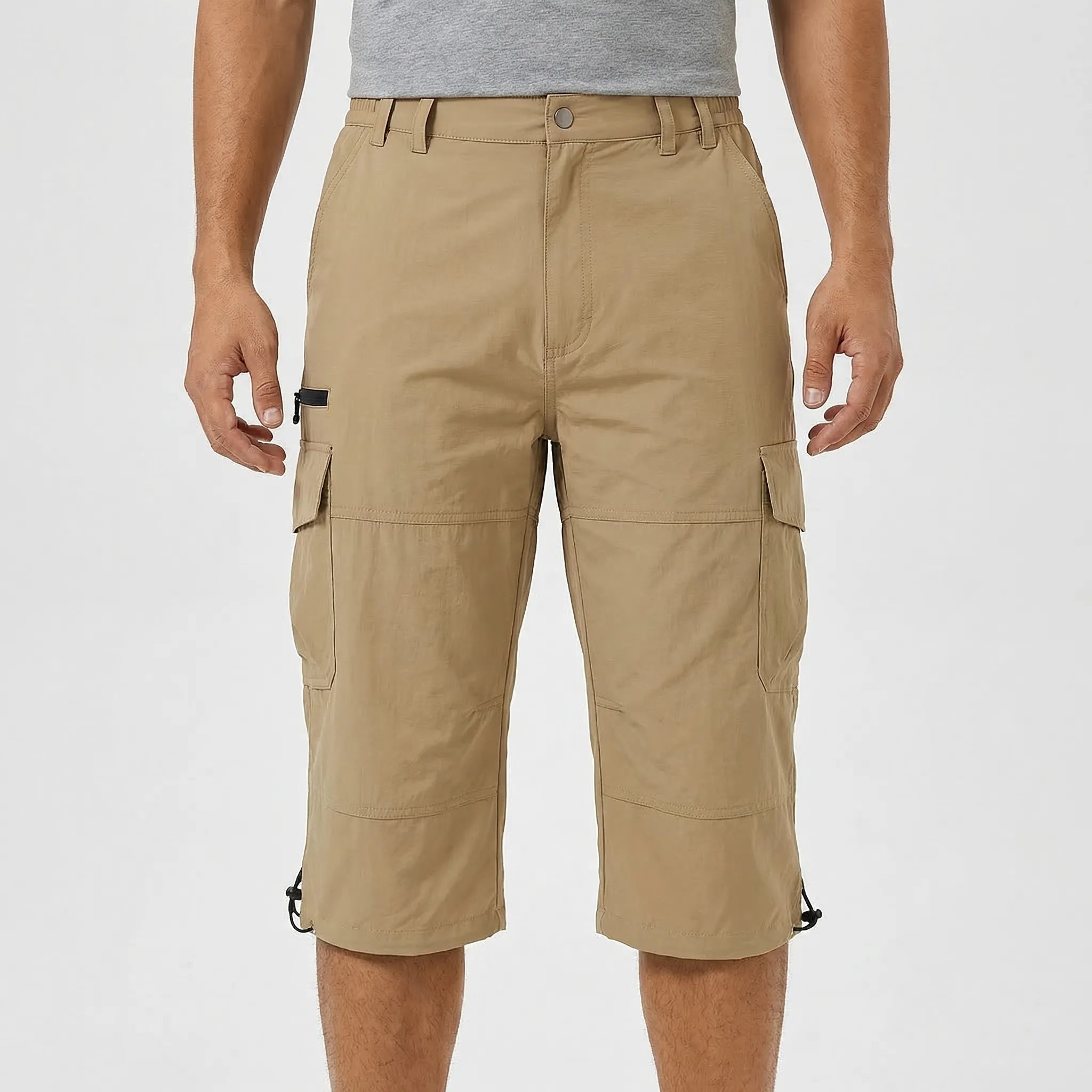 Herren Cargo-Wanderhose knielang schnelltrocknend für Outdoor-Aktivitäten