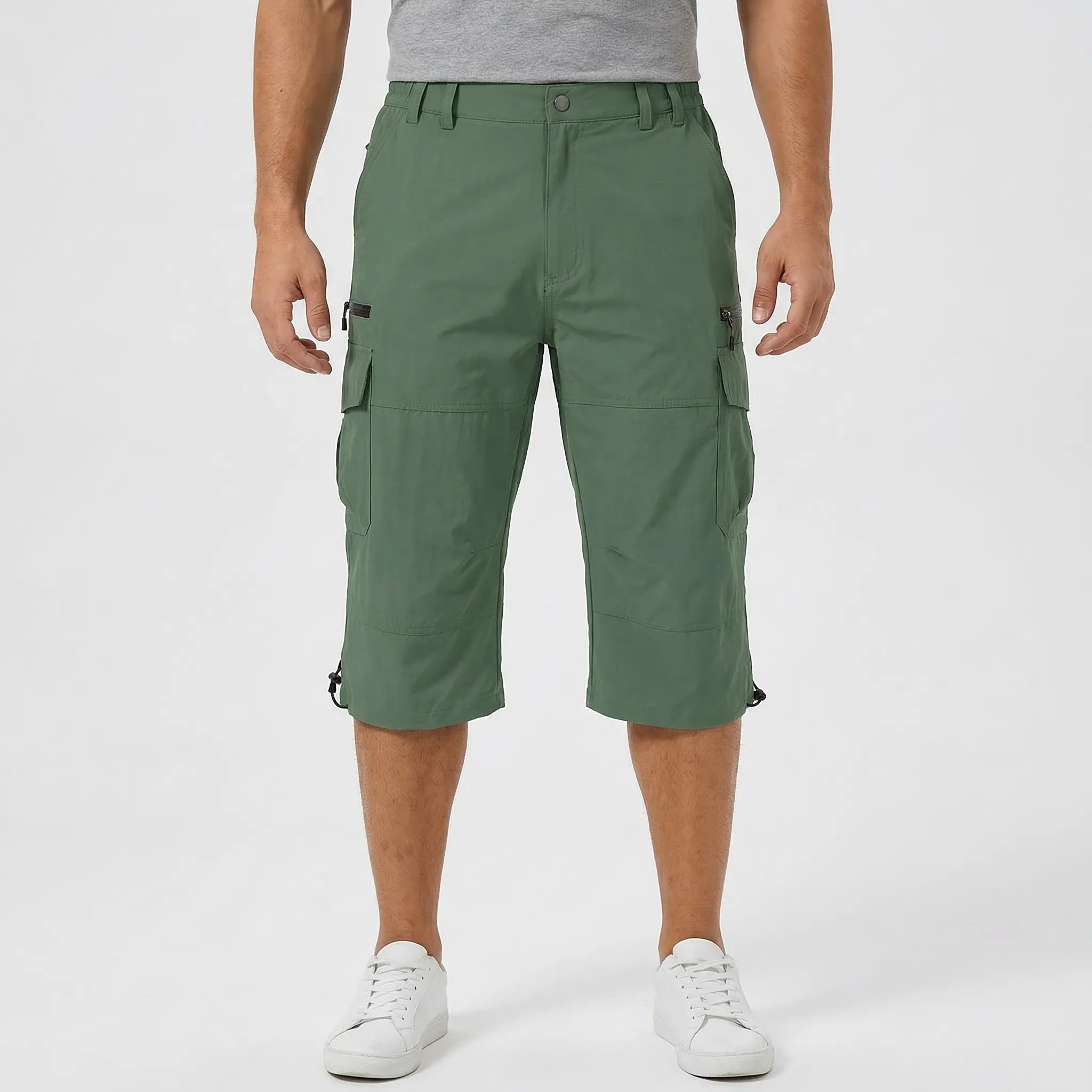 Herren Cargo-Wanderhose knielang schnelltrocknend für Outdoor-Aktivitäten
