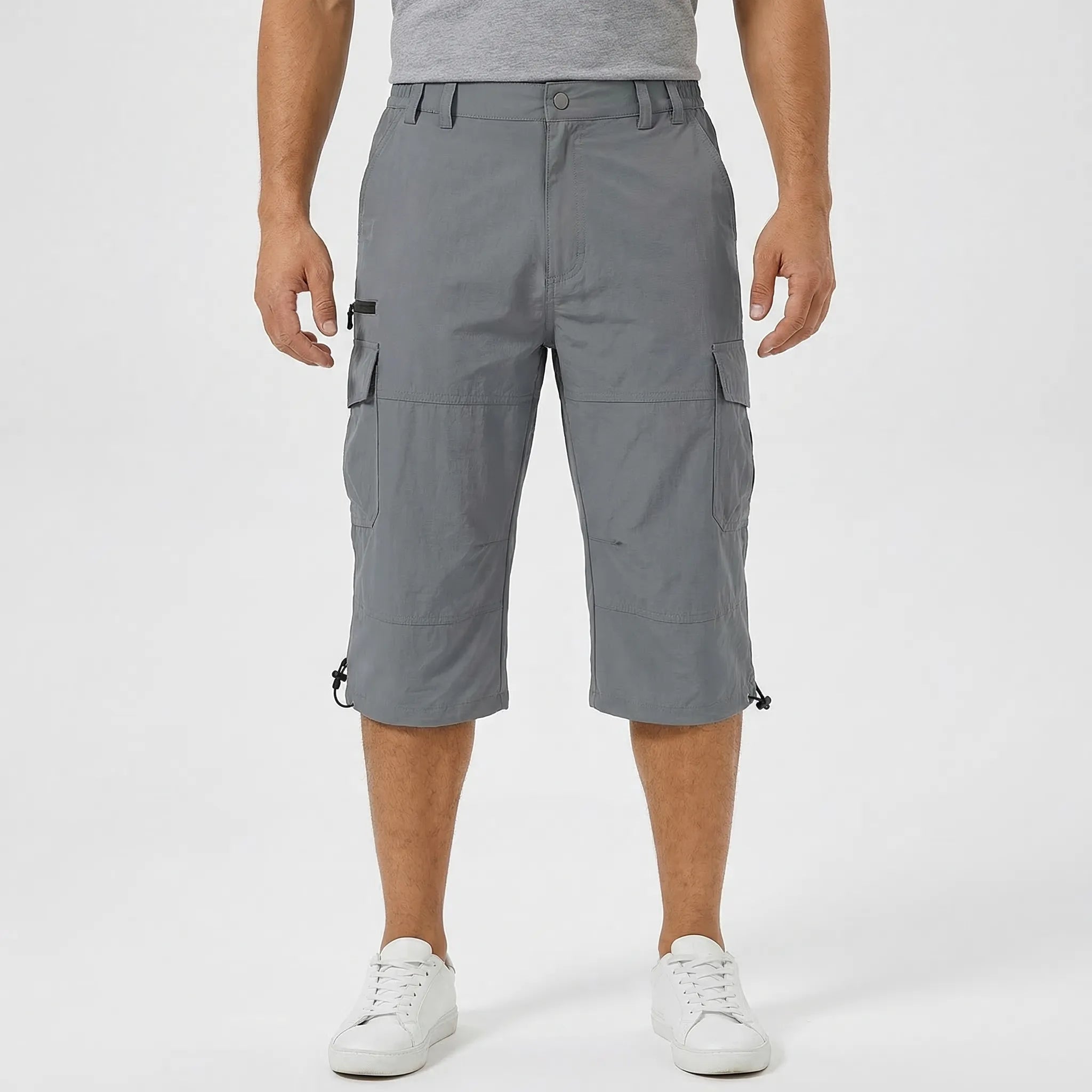 Herren Cargo-Wanderhose knielang schnelltrocknend für Outdoor-Aktivitäten